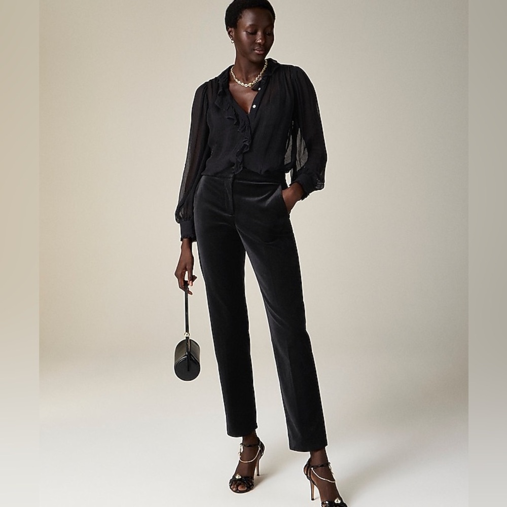 NWT J.Crew Kate slim-fit pant in velvet in black